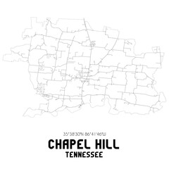Chapel Hill Tennessee. US street map with black and white lines.