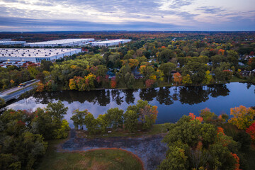 Fototapeta na wymiar Drone of Autumn in Princeton