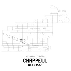 Obraz premium Chappell Nebraska. US street map with black and white lines.