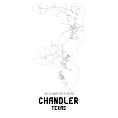 Fototapeta na wymiar Chandler Texas. US street map with black and white lines.