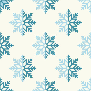 Vector seamless pattern of flat snowflake on light beige background for sites, wrapping, postcards, web sites etc. Merry Christmas and Happy New Year concept