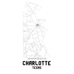 Fototapeta na wymiar Charlotte Texas. US street map with black and white lines.