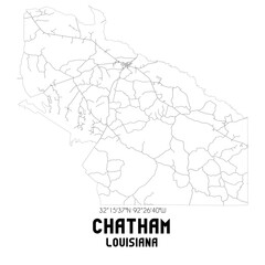Chatham Louisiana. US street map with black and white lines.