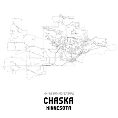 Chaska Minnesota. US street map with black and white lines.
