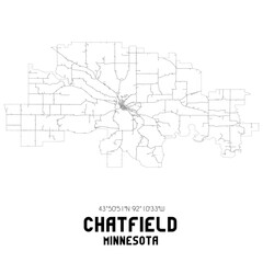 Chatfield Minnesota. US street map with black and white lines.