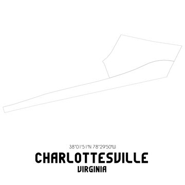 Charlottesville Virginia. US Street Map With Black And White Lines.