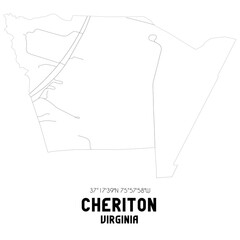 Cheriton Virginia. US street map with black and white lines.