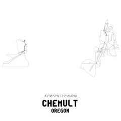 Chemult Oregon. US street map with black and white lines.