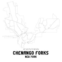 Chenango Forks New York. US street map with black and white lines.