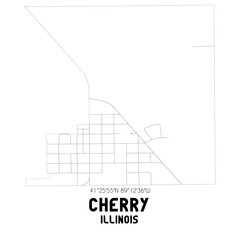 Cherry Illinois. US street map with black and white lines.