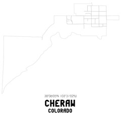 Cheraw Colorado. US street map with black and white lines.
