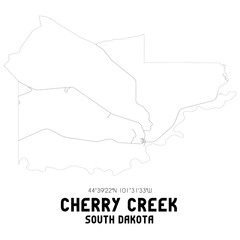 Cherry Creek South Dakota. US street map with black and white lines.