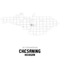 Chesaning Michigan. US street map with black and white lines.
