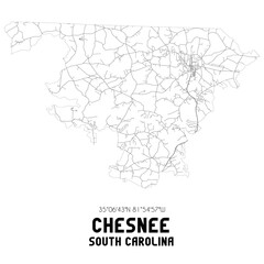 Chesnee South Carolina. US street map with black and white lines.