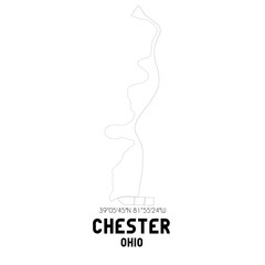 Chester Ohio. US street map with black and white lines.
