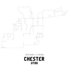 Chester Utah. US street map with black and white lines.