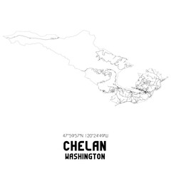 Chelan Washington. US street map with black and white lines.
