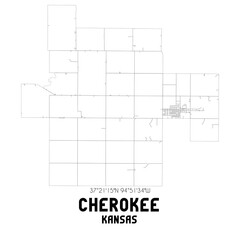 Cherokee Kansas. US street map with black and white lines.
