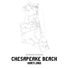 Obraz premium Chesapeake Beach Maryland. US street map with black and white lines.
