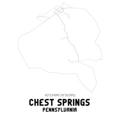 Chest Springs Pennsylvania. US street map with black and white lines.