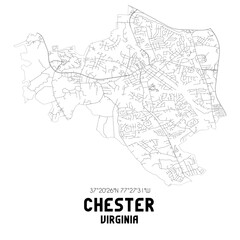 Fototapeta na wymiar Chester Virginia. US street map with black and white lines.