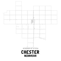 Chester Nebraska. US street map with black and white lines.
