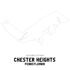 Chester Heights Pennsylvania. US street map with black and white lines.