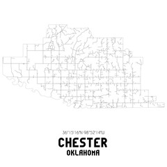 Chester Oklahoma. US street map with black and white lines.