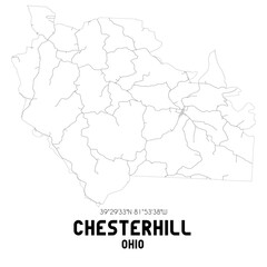 Chesterhill Ohio. US street map with black and white lines.