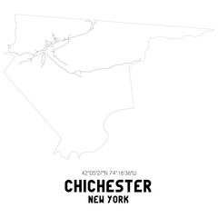 Chichester New York. US street map with black and white lines.