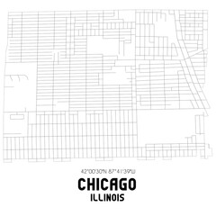 Obraz premium Chicago Illinois. US street map with black and white lines.
