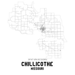 Chillicothe Missouri. US street map with black and white lines.