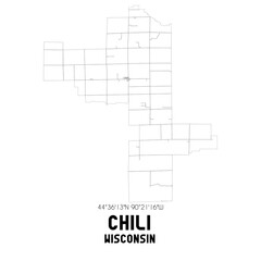 Chili Wisconsin. US street map with black and white lines.