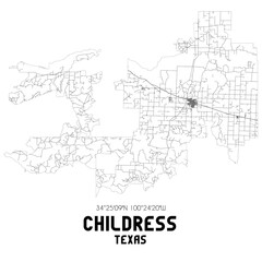 Childress Texas. US street map with black and white lines.