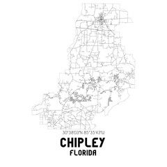 Chipley Florida. US street map with black and white lines.