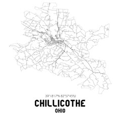 Chillicothe Ohio. US street map with black and white lines.