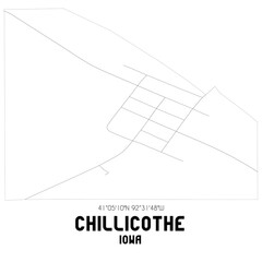 Chillicothe Iowa. US street map with black and white lines.