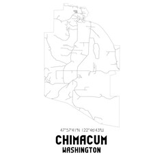 Chimacum Washington. US street map with black and white lines.