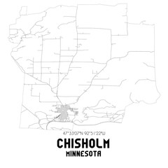 Chisholm Minnesota. US street map with black and white lines.