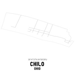 Chilo Ohio. US street map with black and white lines.