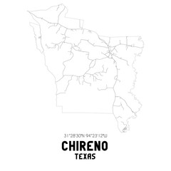 Chireno Texas. US street map with black and white lines.