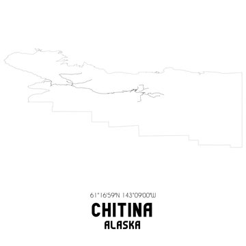 Chitina Alaska. US street map with black and white lines.