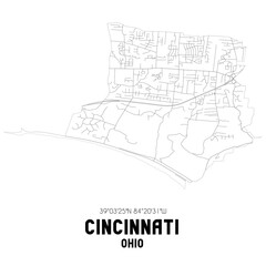 Fototapeta premium Cincinnati Ohio. US street map with black and white lines.