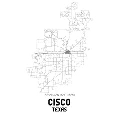 Cisco Texas. US street map with black and white lines.