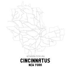 Obraz premium Cincinnatus New York. US street map with black and white lines.