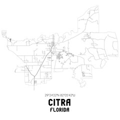 Citra Florida. US street map with black and white lines.
