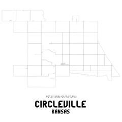 Circleville Kansas. US street map with black and white lines.