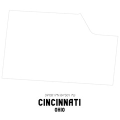 Cincinnati Ohio. US street map with black and white lines.