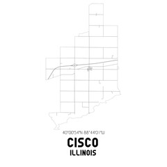 Cisco Illinois. US street map with black and white lines.
