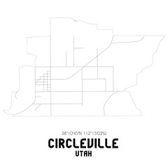 Circleville Utah. US street map with black and white lines.